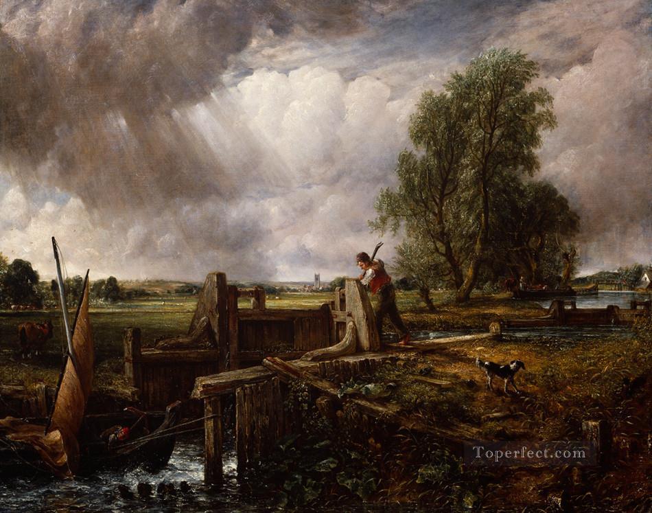 Boat Passing a Lock Romantic John Constable Oil Paintings